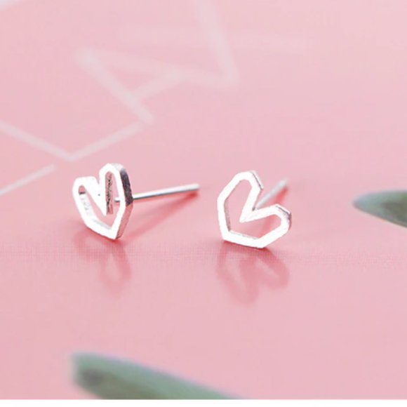Jewelry - Romantic 925 Sterling Silver Heart Earrings